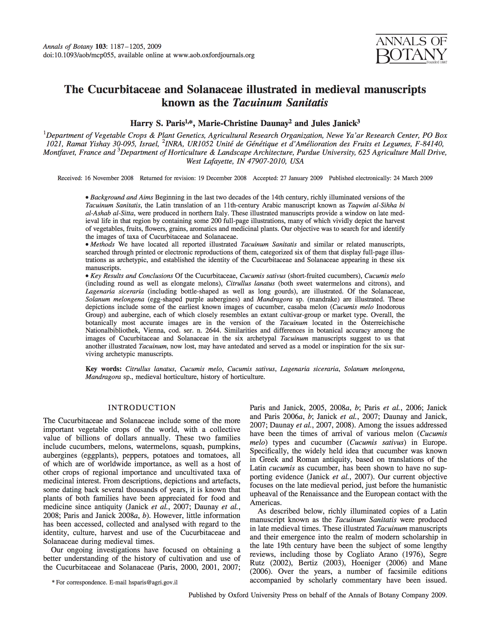 <p>The Cucurbitaceae and Solanaceae illustrated in Tacuinum Sanitatis</p>

